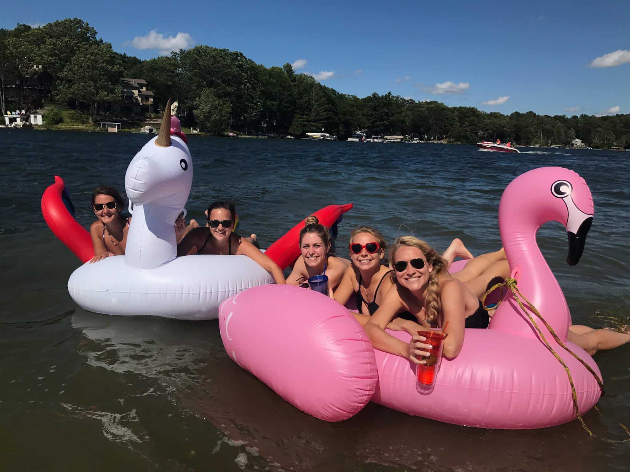 Beach Packing List With Pink Flamingo and Unicorn Floats