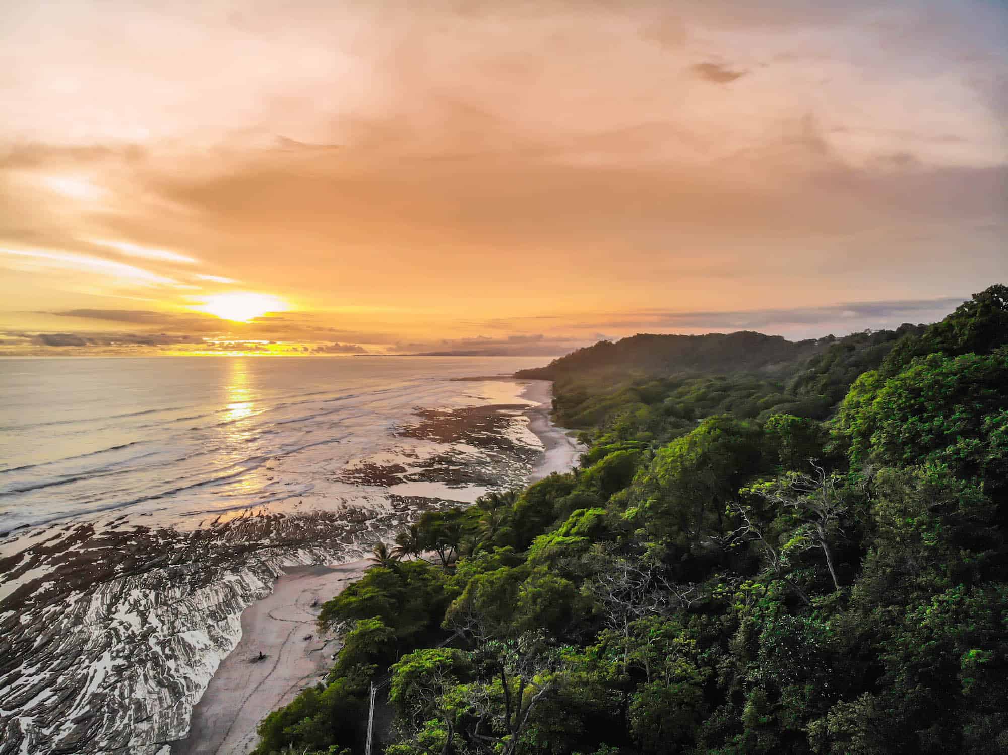 A Drone Shot Of Costa Rican Coastline Near Santa Teresa