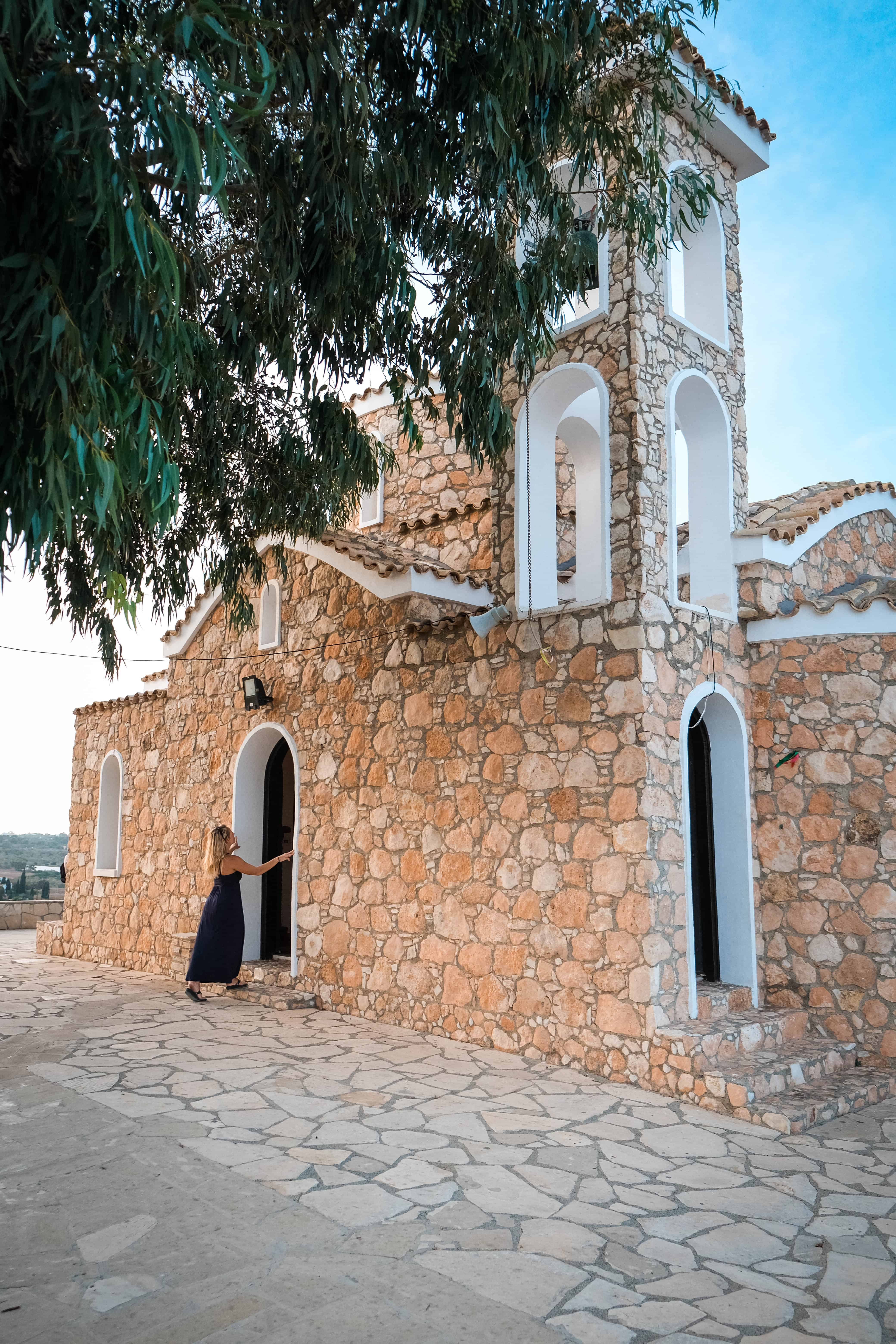 Natasha At The Door Of Profitis Ilias Church