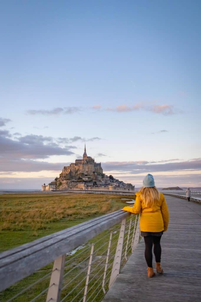 Natasha on Bridge to Mont Saint Michel