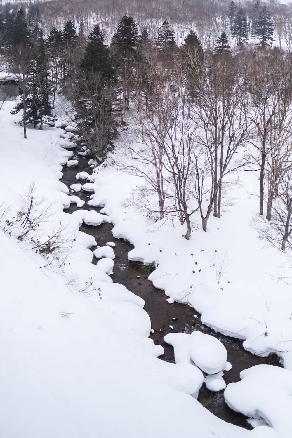 A snowy river near Niseko