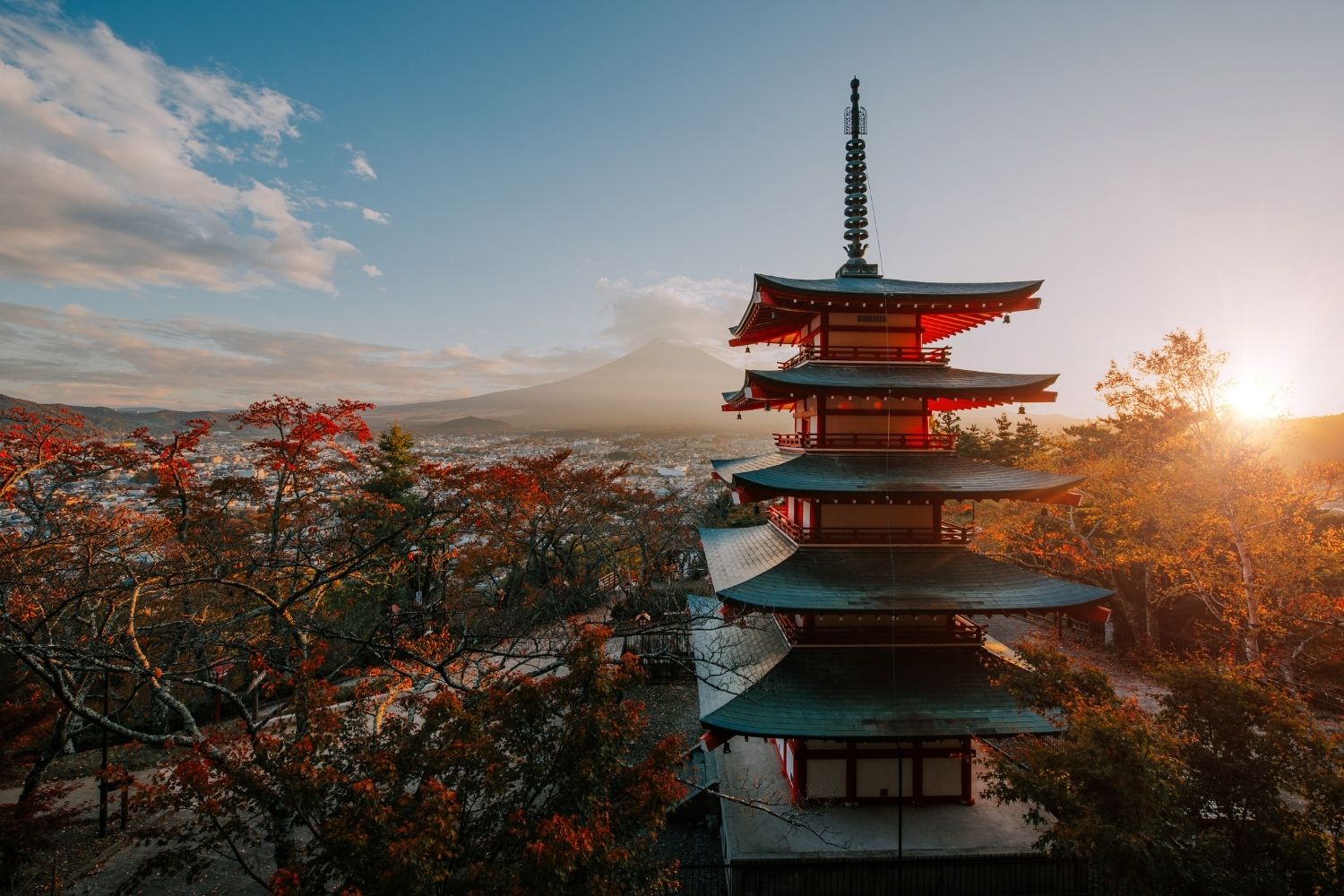 A Pagoda and Mt Fuji in Autumn