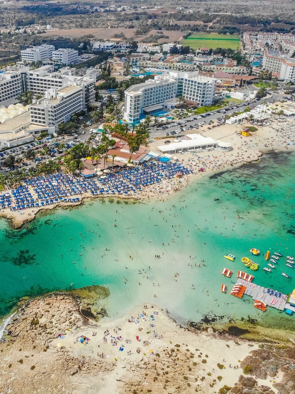 An Aerial View Of Nissi Beach From A Drone