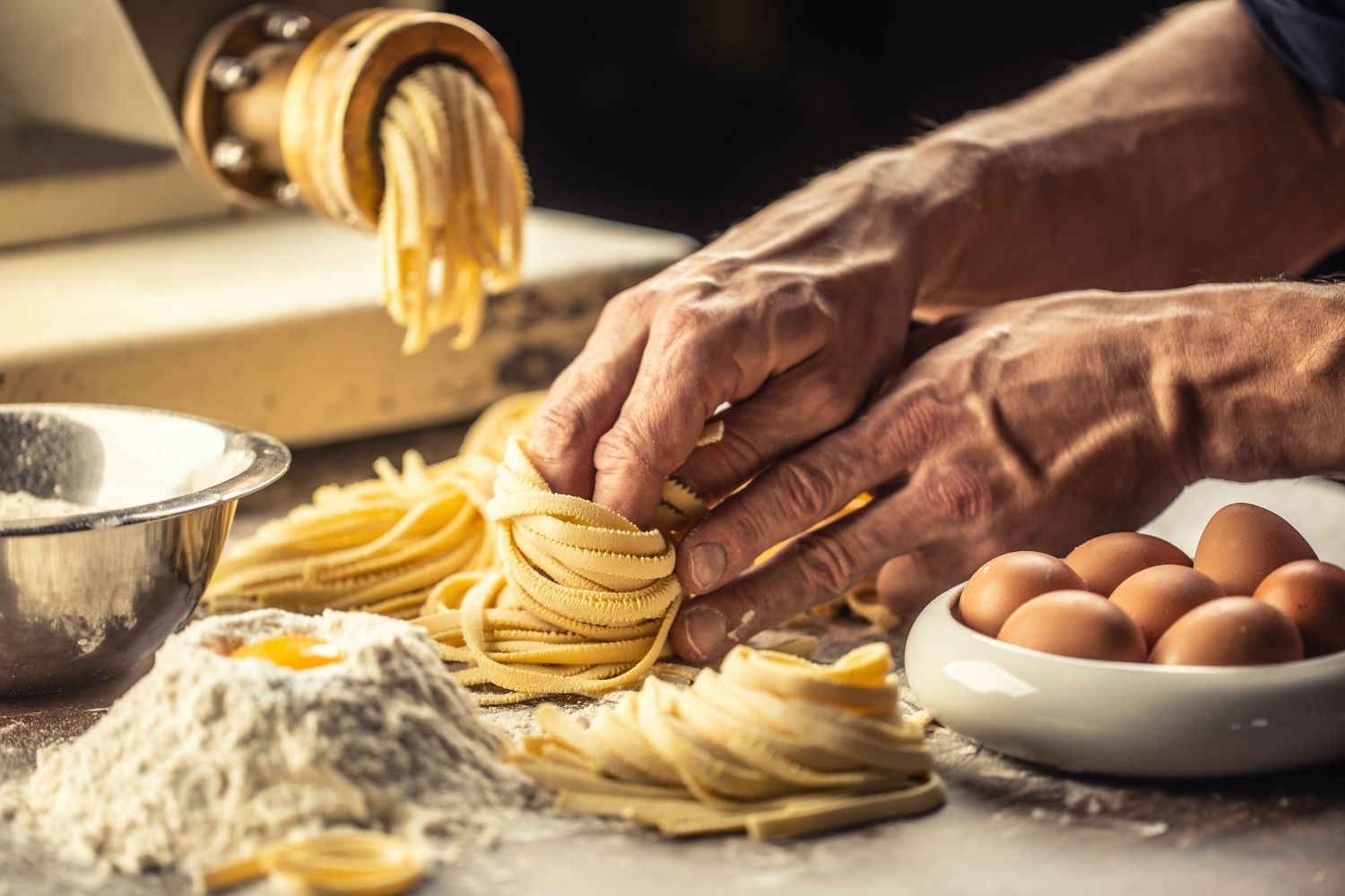 Fresh Pasta Being Formed