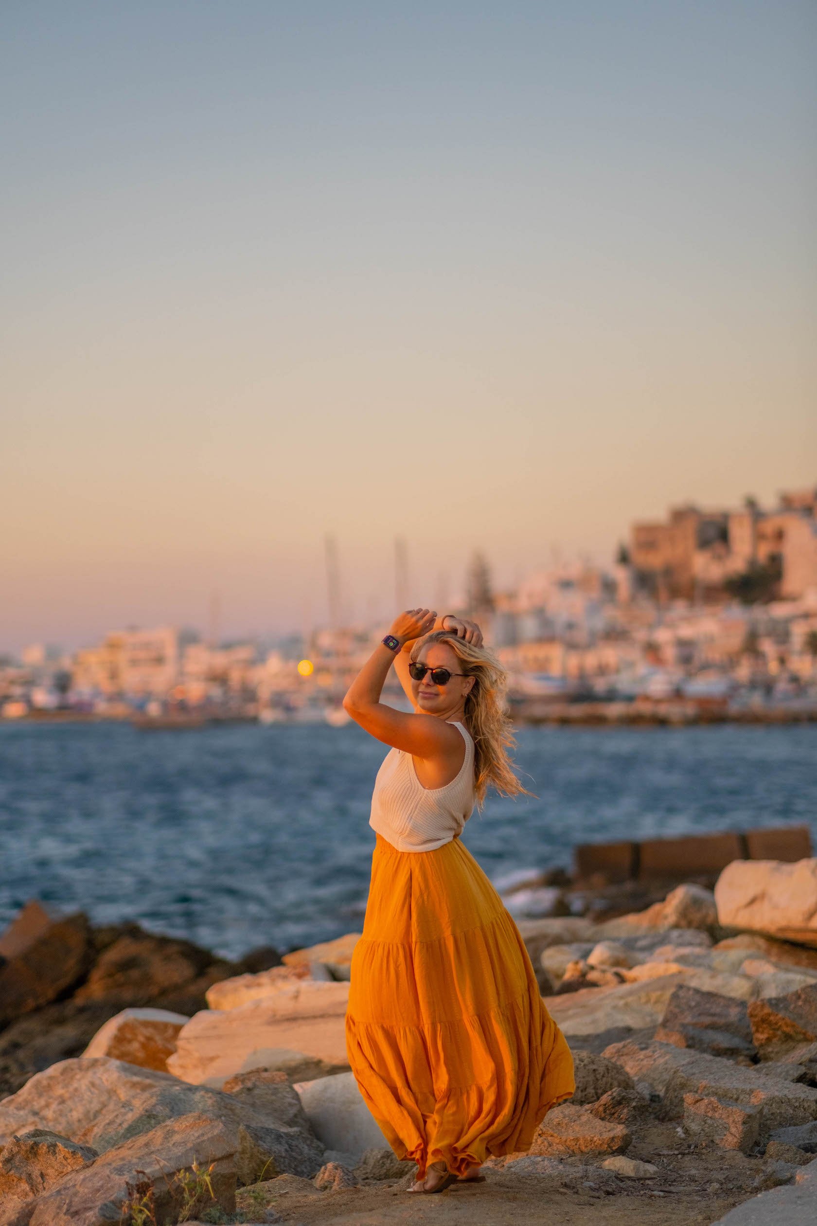 Natasha In A Maxi Skirt In Naxos Chora