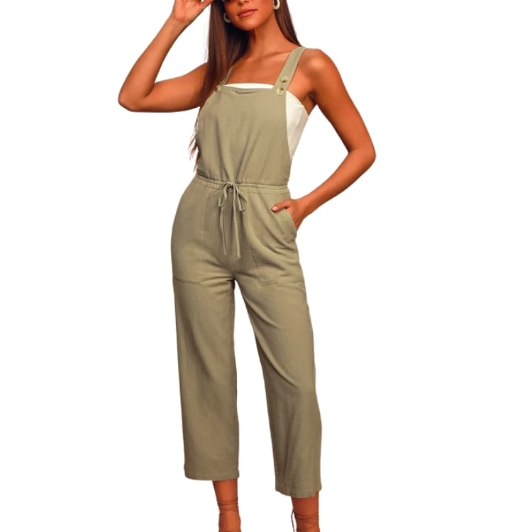 Rhythm Verona Sage Green Drawstring Wide-Leg Jumpsuit