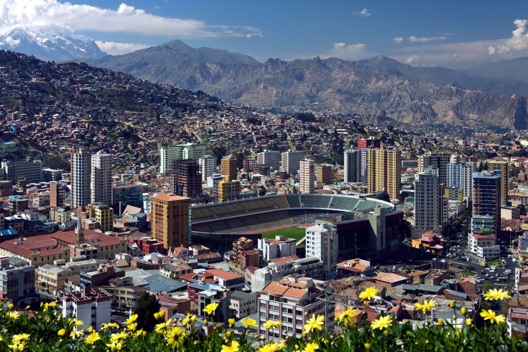 La Paz Bolivia Skyline And Stadium