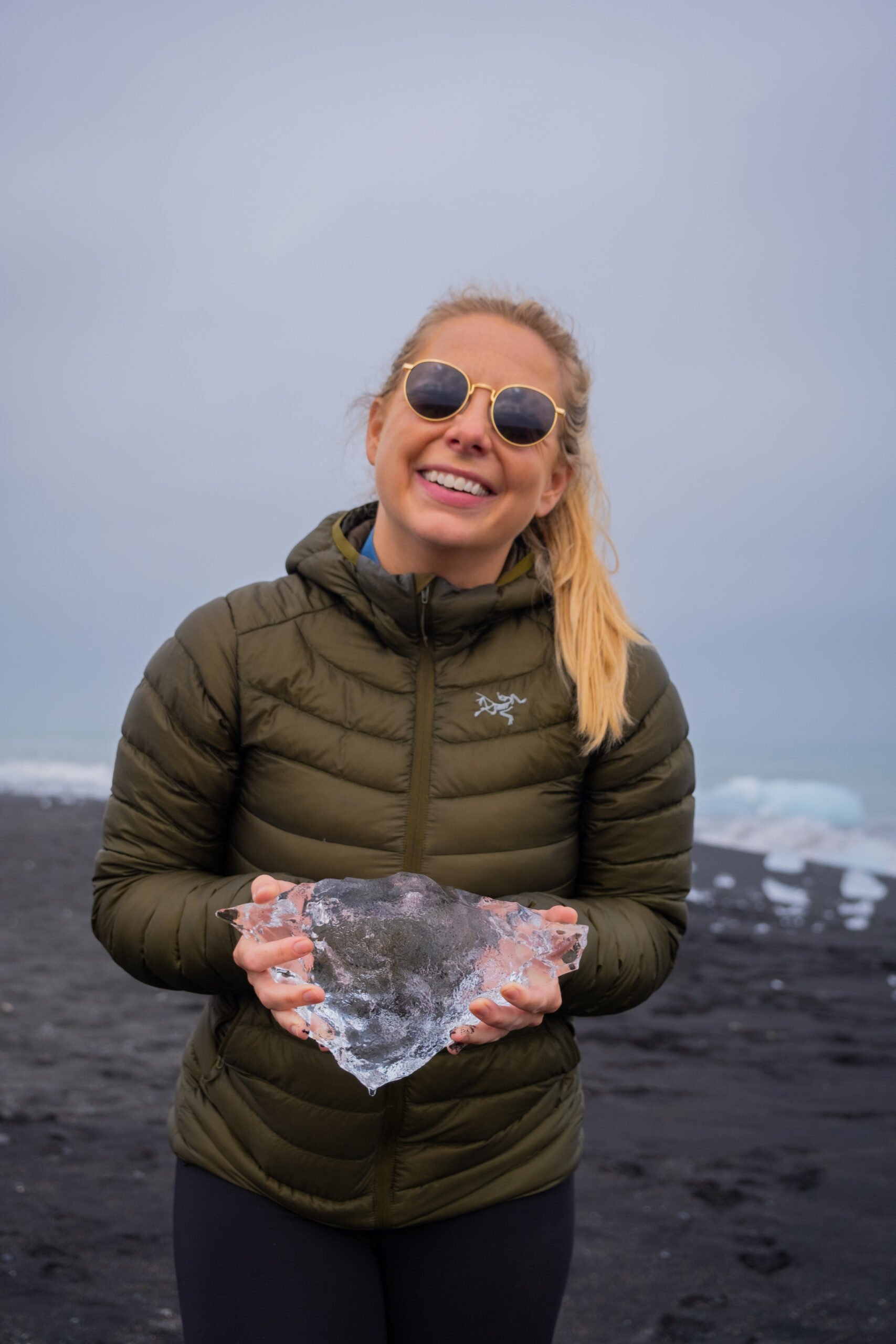 Natasha In Her Arc'teryx Cerium Down Jacket On Diamond Beach