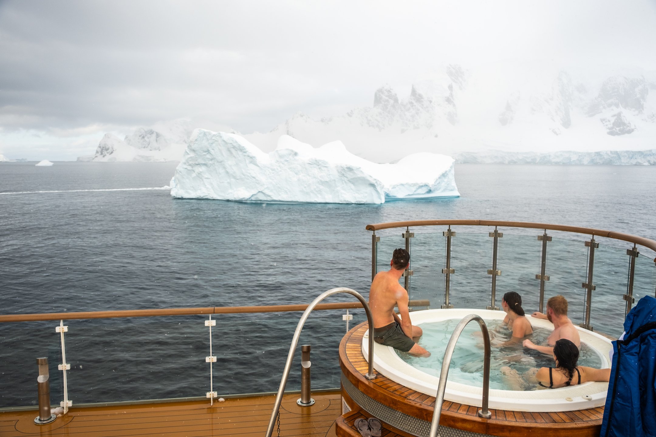 hot tub whale watching in antarctica