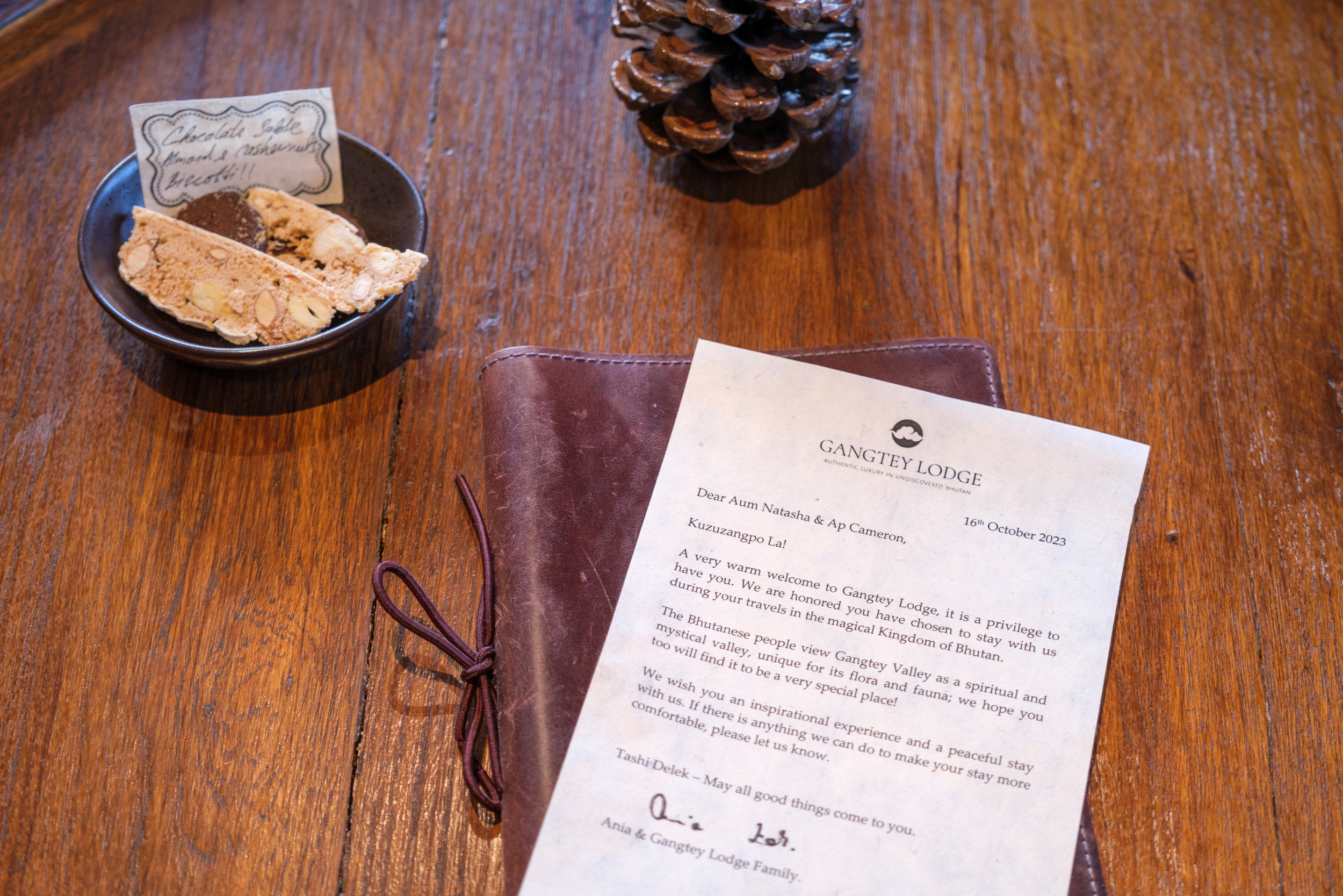 Welcome Letter At Gangtey Lodge